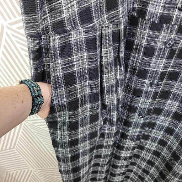 Vintage Jumper Dress Plus 20/22W 3X Plaid Academia Midi Overall Black Alt Grunge - Picture 4 of 7